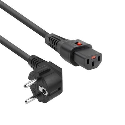 ACT Powercord CEE 7/7 male (angled) - C13 IEC Lock black 5 m, EL269S