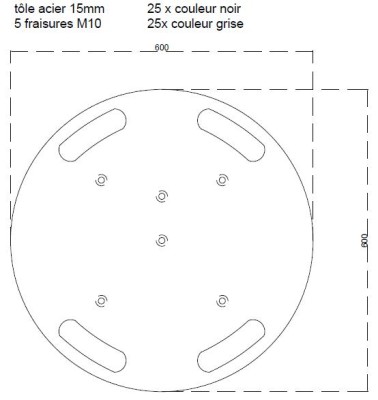 Heavy base TRIO / QUATRO 290 - 60cm diam - 15mm (33kg) - gris