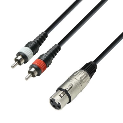 Audio Cable XLR Female to 2 x RCA Male, 1 m