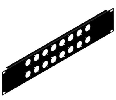 Penn R1269/2UK/16 - frontplaat 2HE, 16x D-gat, - zwart - prijs per 1 stuk - front plate 2U, 16x D-hole, - black - price per piece