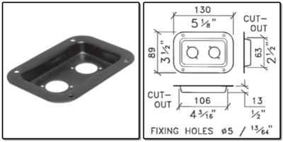 schotel 13x9cm, 2x D-gat, - zwart - prijs per 1 stuk - saucer 13x9cm, 2x D-hole, - black - price per piece