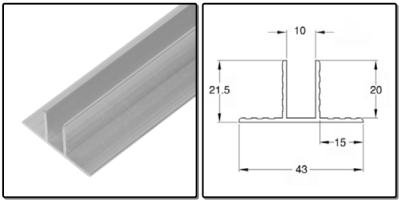 T-profiel 10mm - L=4000mm - prijs per 1 meter - T-profile 10mm - L=4000mm - price per meter