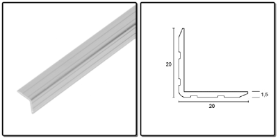 hoekprofiel 20x20x1.5mm, R2 - L=4000mm - prijs per 1 meter - corner profile 20x20x1.5mm, R2 - L=4000mm - price per meter