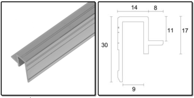 profiel voor slam lid system, - geanodiseerd - prijs per 1 meter - profile for slam lid system, - anodized - price per meter