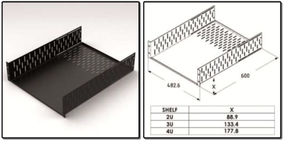 4HE inlegsteun, 600mm diep, - zwart - prijs per 1 stuk - 4U insert support, 600mm deep, - black - price per piece