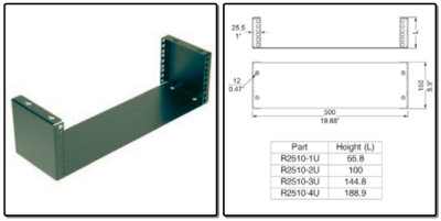 1HE universele houder, - zwart - prijs per 1 stuk - 1U universal holder, - black - price per piece