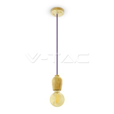 VT-7778 - Wooden Pendant Light Purple Wire